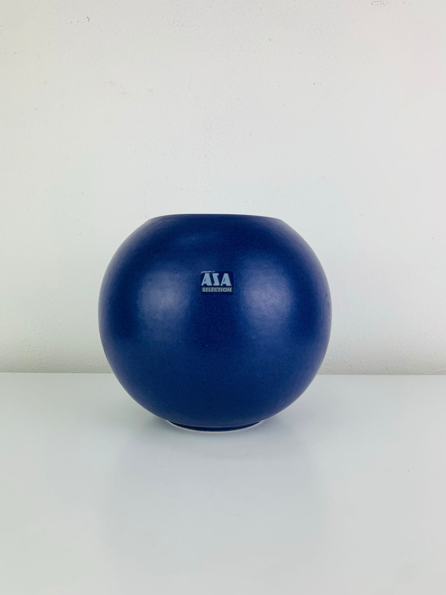 Blue ceramic round vase Asa West Germany, vintage