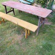 Table + 2 brewery benches - former brewery l.f. haag ingwiller - prey