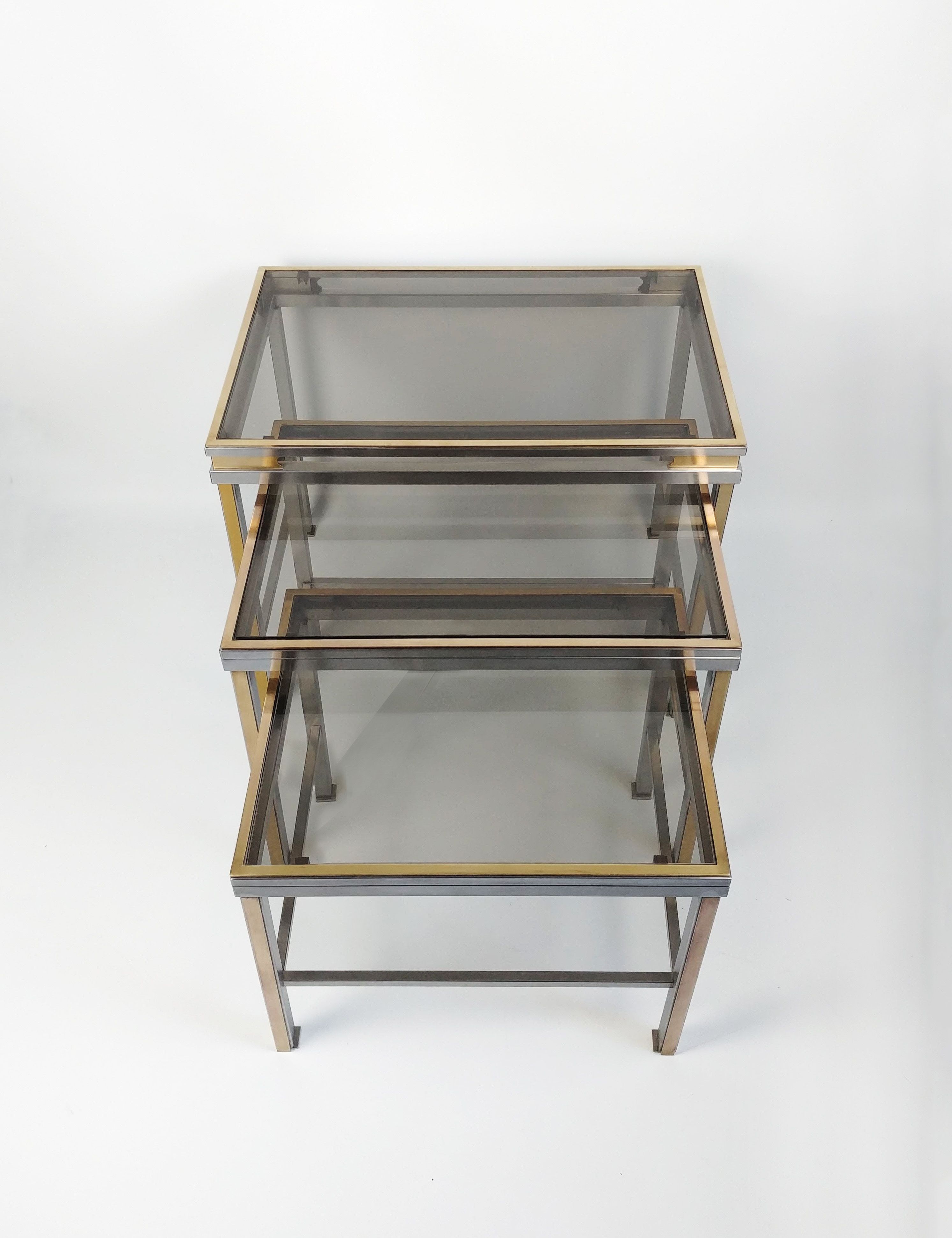 Guy Lefèvre for Maison Jansen, suite of 3 nesting tables, 1970s