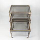 Guy Lefèvre for Maison Jansen, suite of 3 nesting tables, 1970s