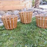 Set of 3 bamboo planters from the 70s