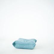 Togo set of armchair and pouf in light blue corduroy