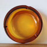 Round vintage amber glass ashtray