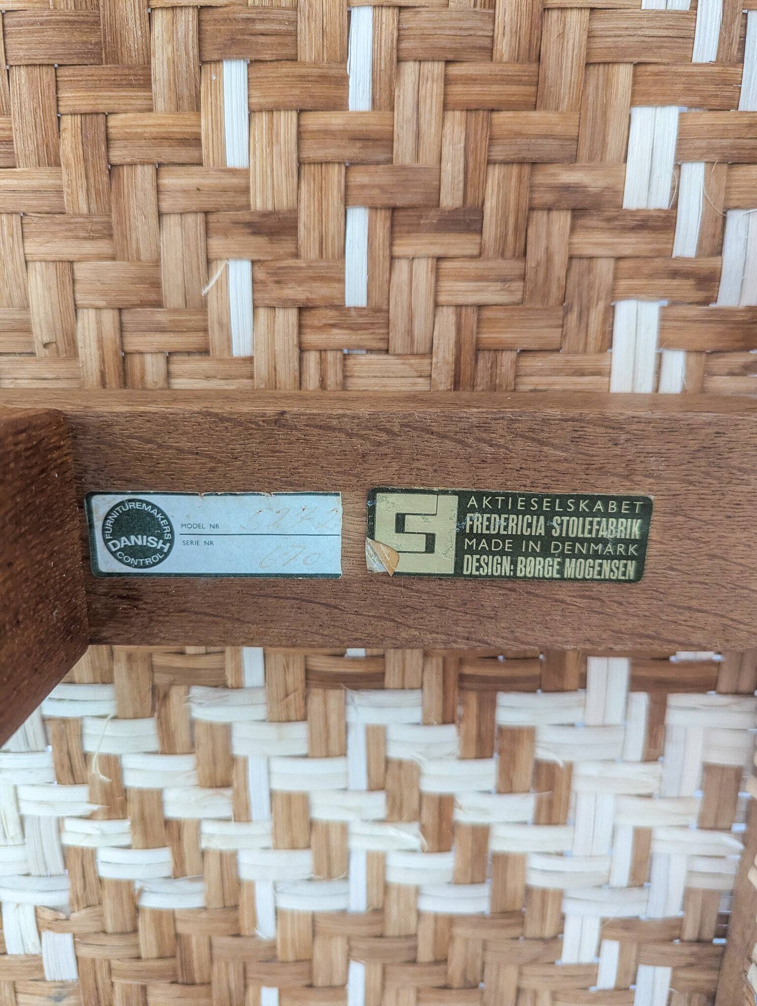 A vintage mid-century Danish Borge Mogensen 5272 rattan coffee table/bench