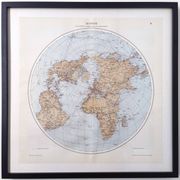 World map, planisphere, vintage air and sea routes from 1950.