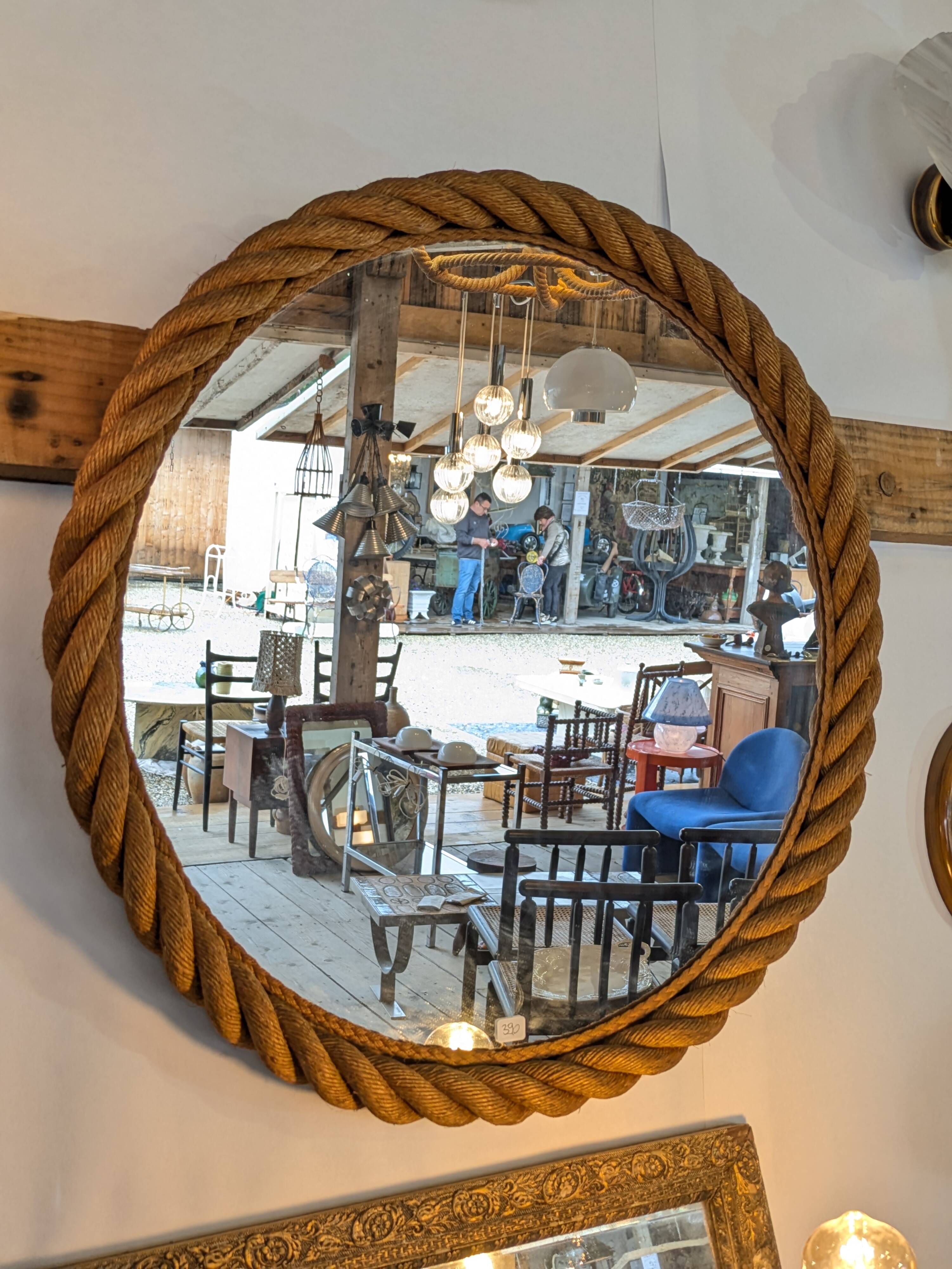 Pair of rope mirrors by Audoux Minet from the 1950s/60s.