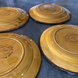 Set of 4 plates in earthenware of haute provence made yellow handmade 24.5 cm