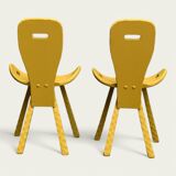 Chaises brutaliste ocre jaune 1960