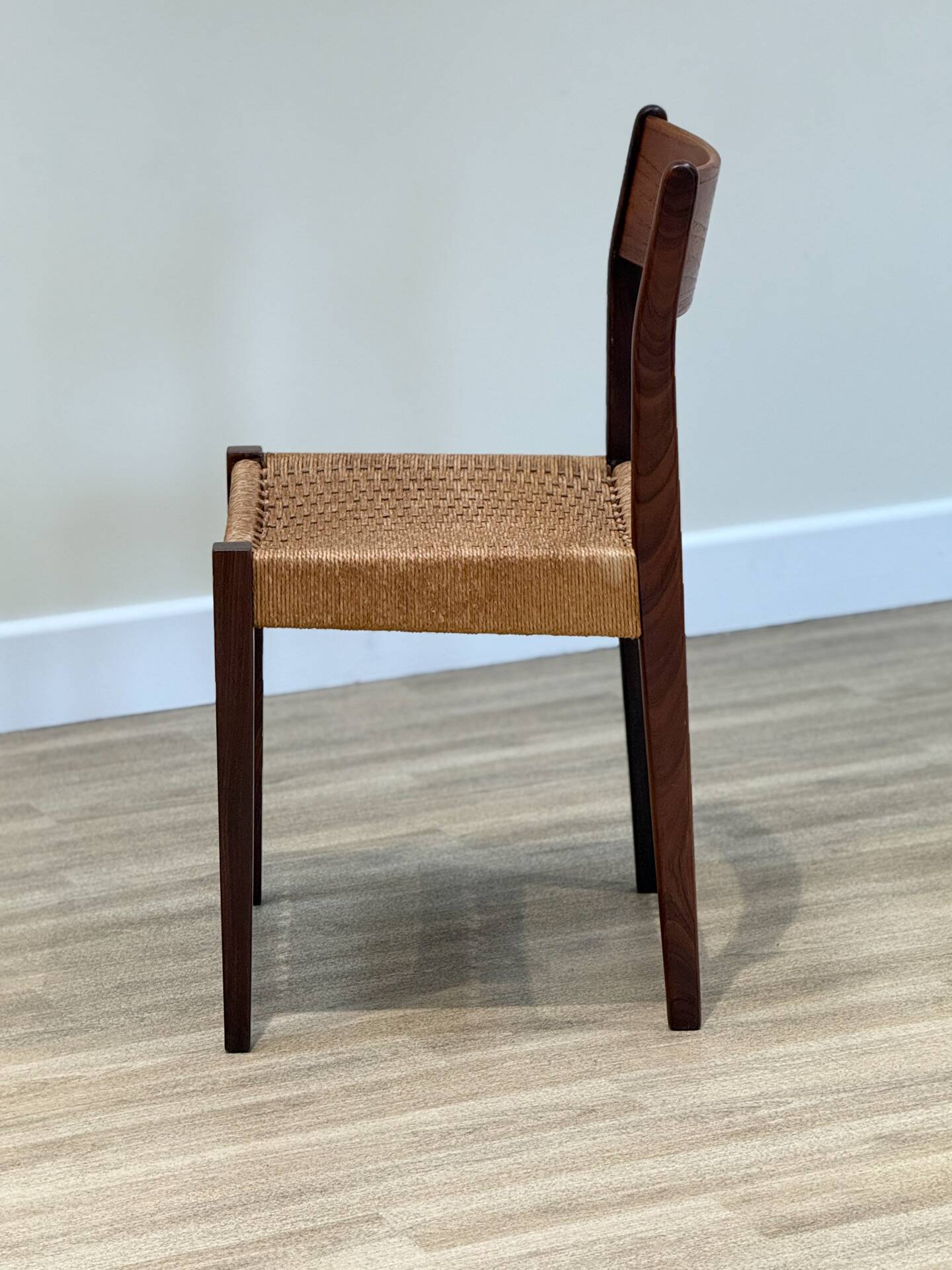 Danish chairs in teak and paper cord by Poul Volther (1960)