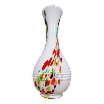 Grand vase vintage en verre opaline coloré, années 1960-70