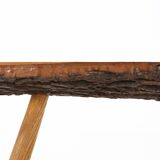 Brutalist tree trunk coffee table in solid oak, ca. 1950