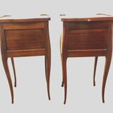 Suite of two Louis XV style bedside tables in mahogany and rosewood 20th century