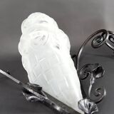 Pair of Wrought Iron Wall Lights by Degué, Art Deco, France, c. 1930