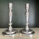 Pair of Christofle silver metal candle holders.