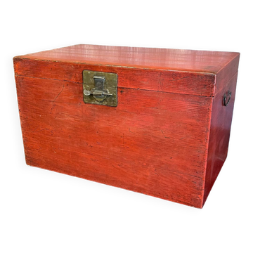 Antique Chinese red lacquer chest