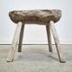 Hand-carved wooden stool, Wabi-Sabi. 1850-1900