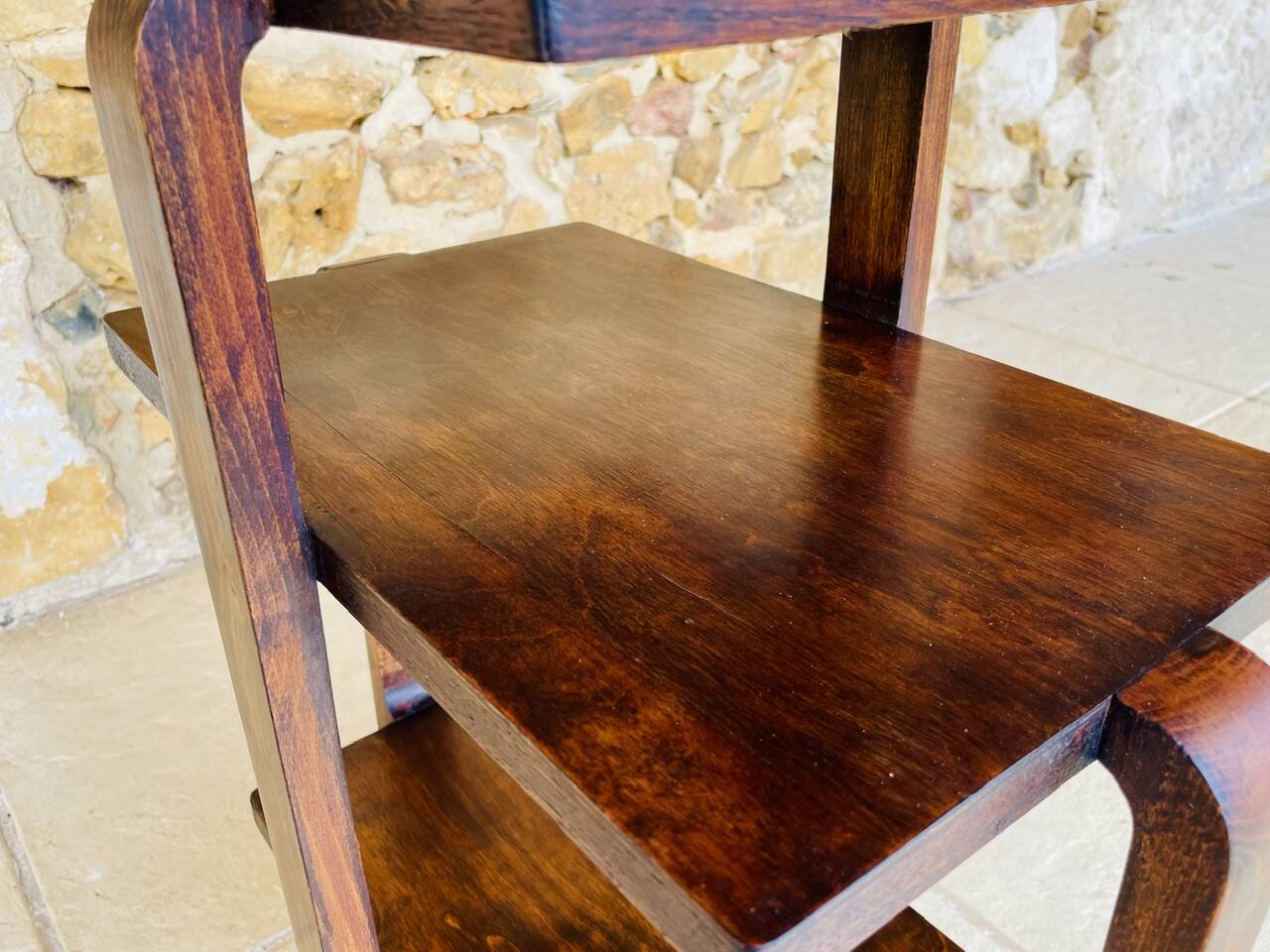 Art Deco Console in walnut with 3 levels, Circa 1938.