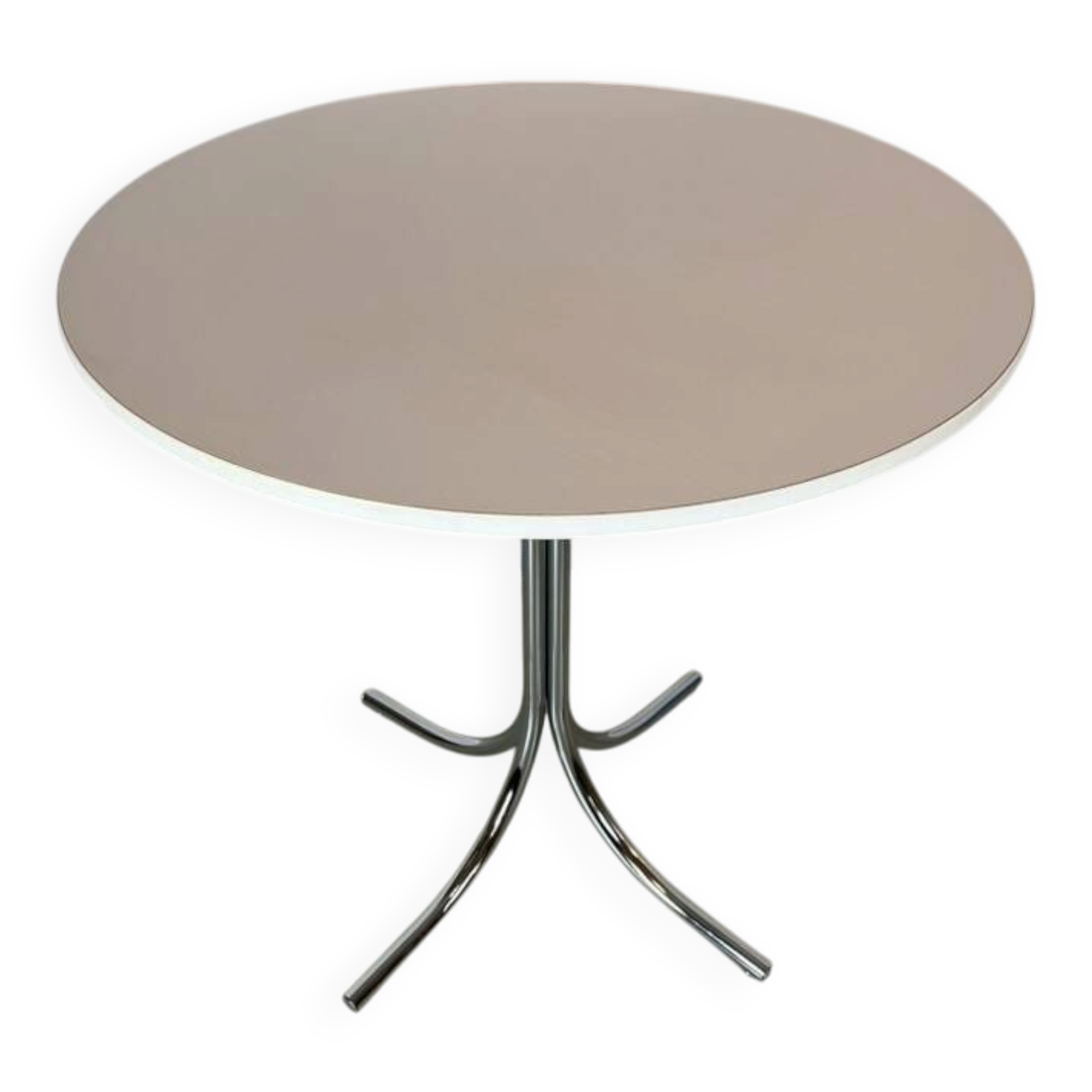Vintage round white chrome dining table from the 70s.