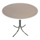 Table à manger vintage des années 70 chromé blanc rond