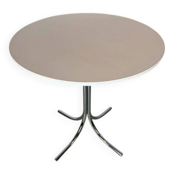 Table à manger vintage des années 70 chromé blanc rond