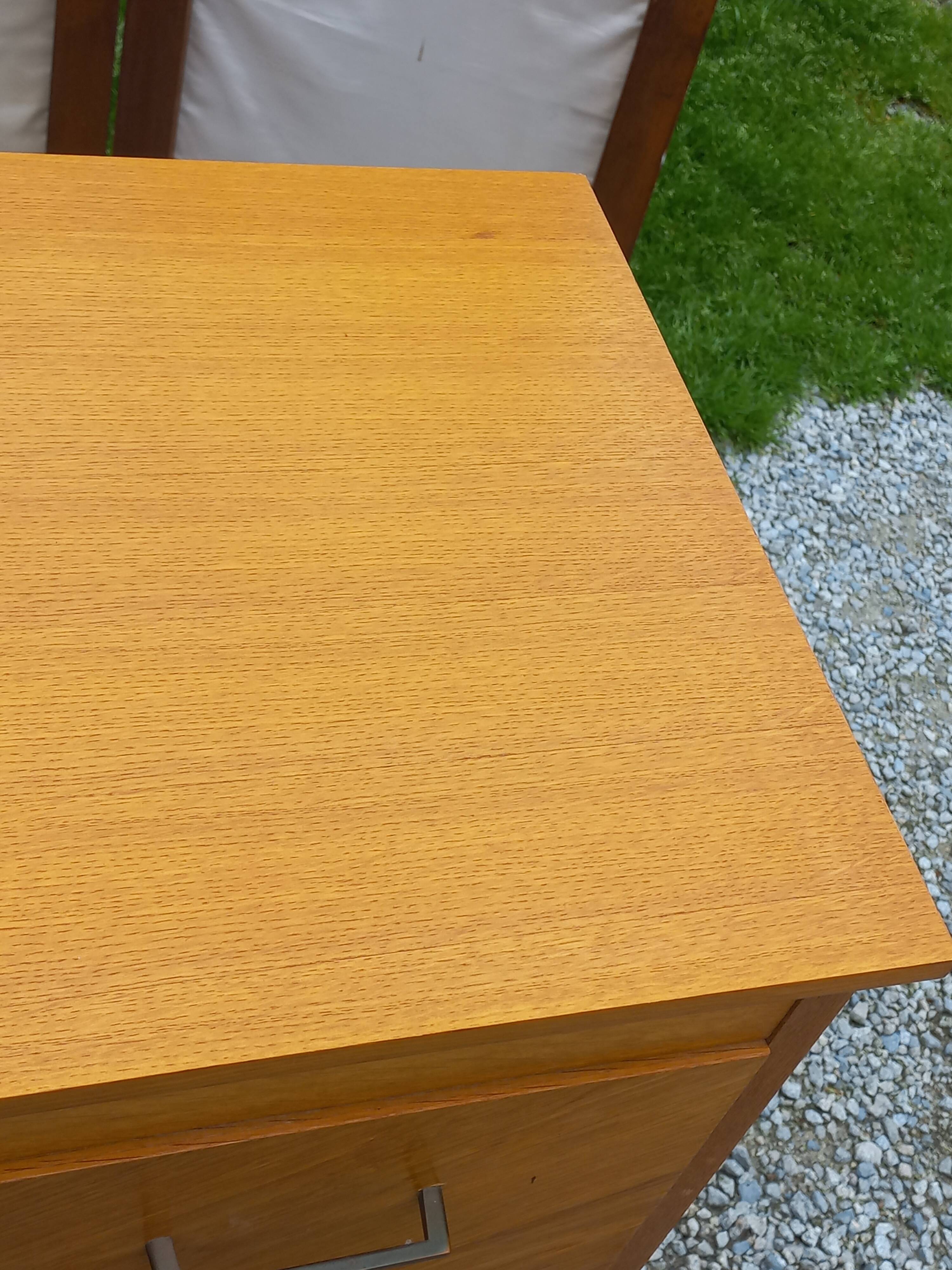 Vintage chest of drawers in blond and golden oak, compass legs and 4 drawers, 1950s