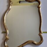 Vintage stucco and gilded wood mirror in Louis XV style, baroque, 78 cm