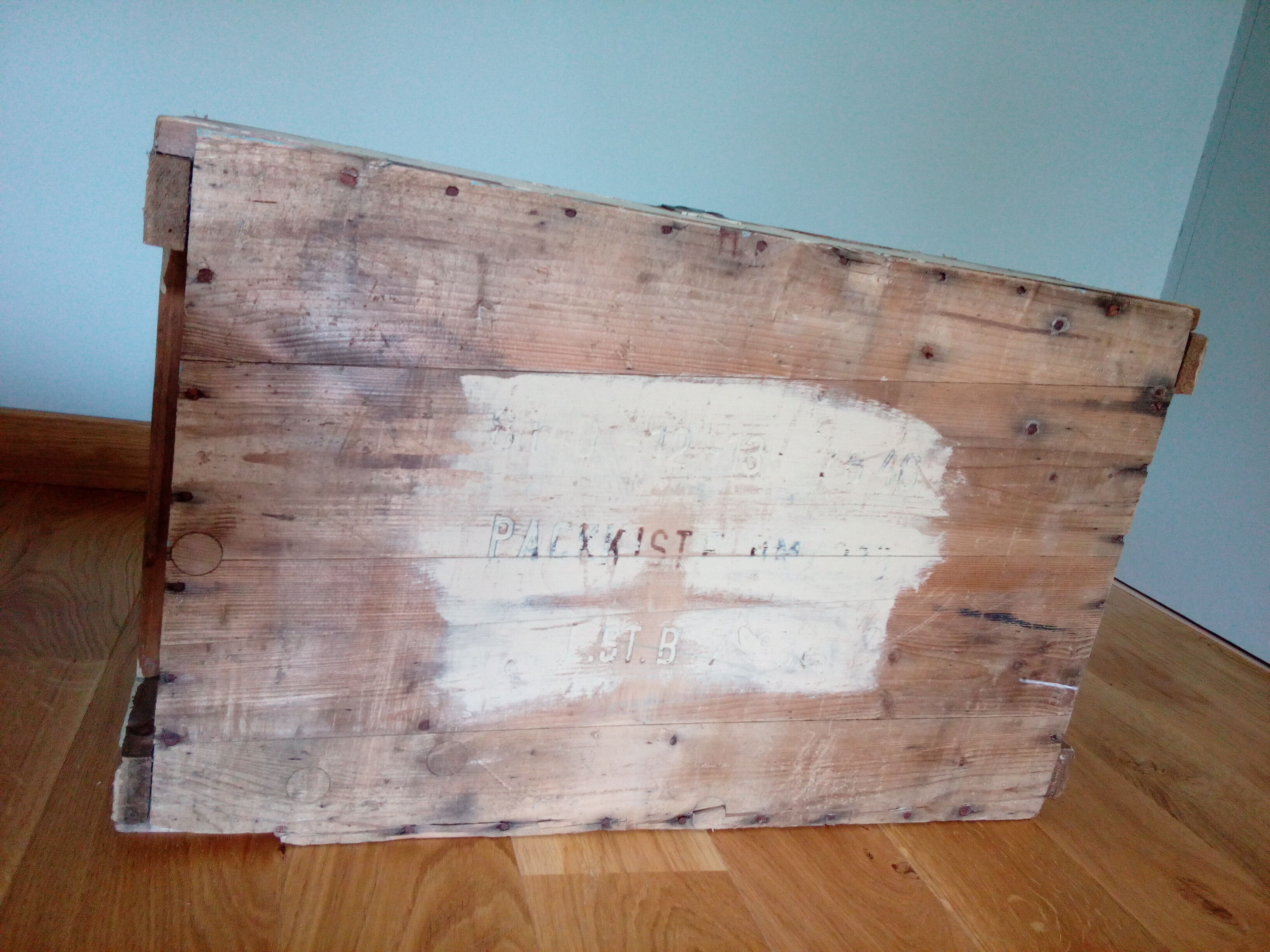 Industrial style wooden transport crate or chest