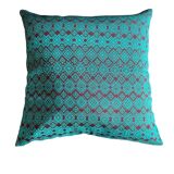 Burgundy and turquoise Kachin cushion cover (RIDA)