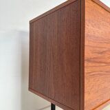 1960s Large Vintage Minimalistic Teak Sideboard with Metal Legs