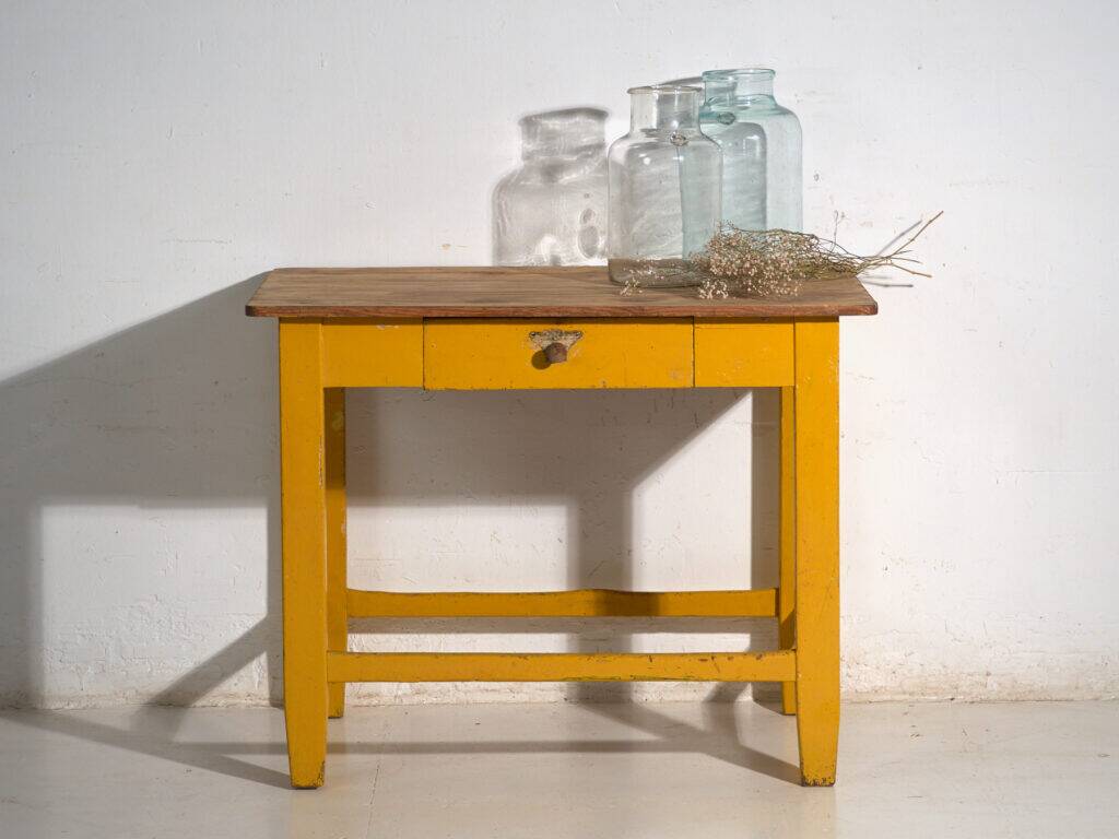 Antique painted pine kitchen table – Central Europe, circa 1920