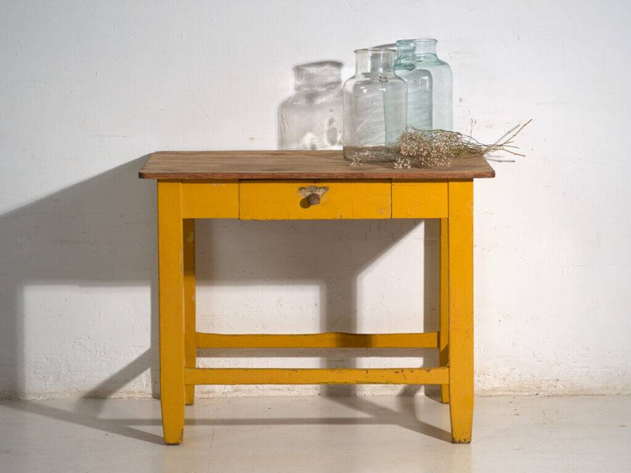 Antique painted pine kitchen table – Central Europe, circa 1920