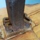 Tabouret de cordonnier vintage en bois massif et métal années 50/60