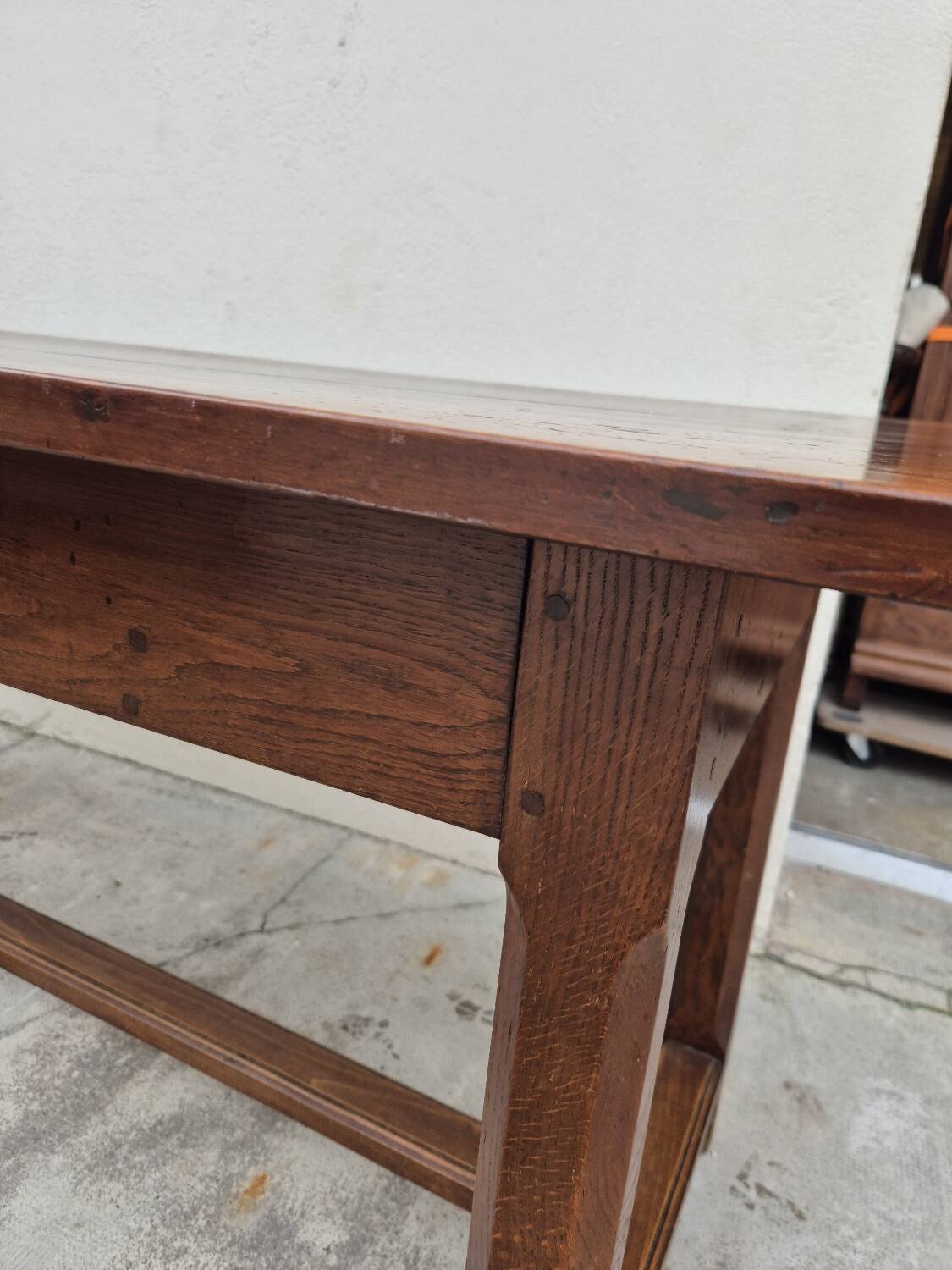 19th century solid walnut Burgundy farmhouse table with two drawers - 1m82