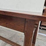 Table de Ferme bourguignonne à entretoise en noyer massif 19éme deux tiroirs-1m82