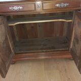 Empire period bathroom furniture in solid walnut and white marble.