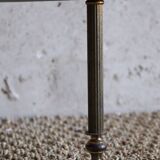 Corner shelf on foot in vintage wood and brass