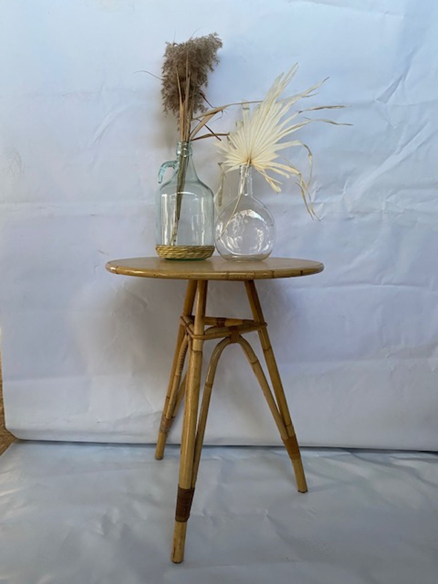 Rattan and formica table