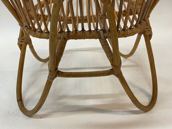 Fauteuil en rotin vintage par Dirk van Sliedregt Rohe Noordwolde 1960 des Pays-Bas