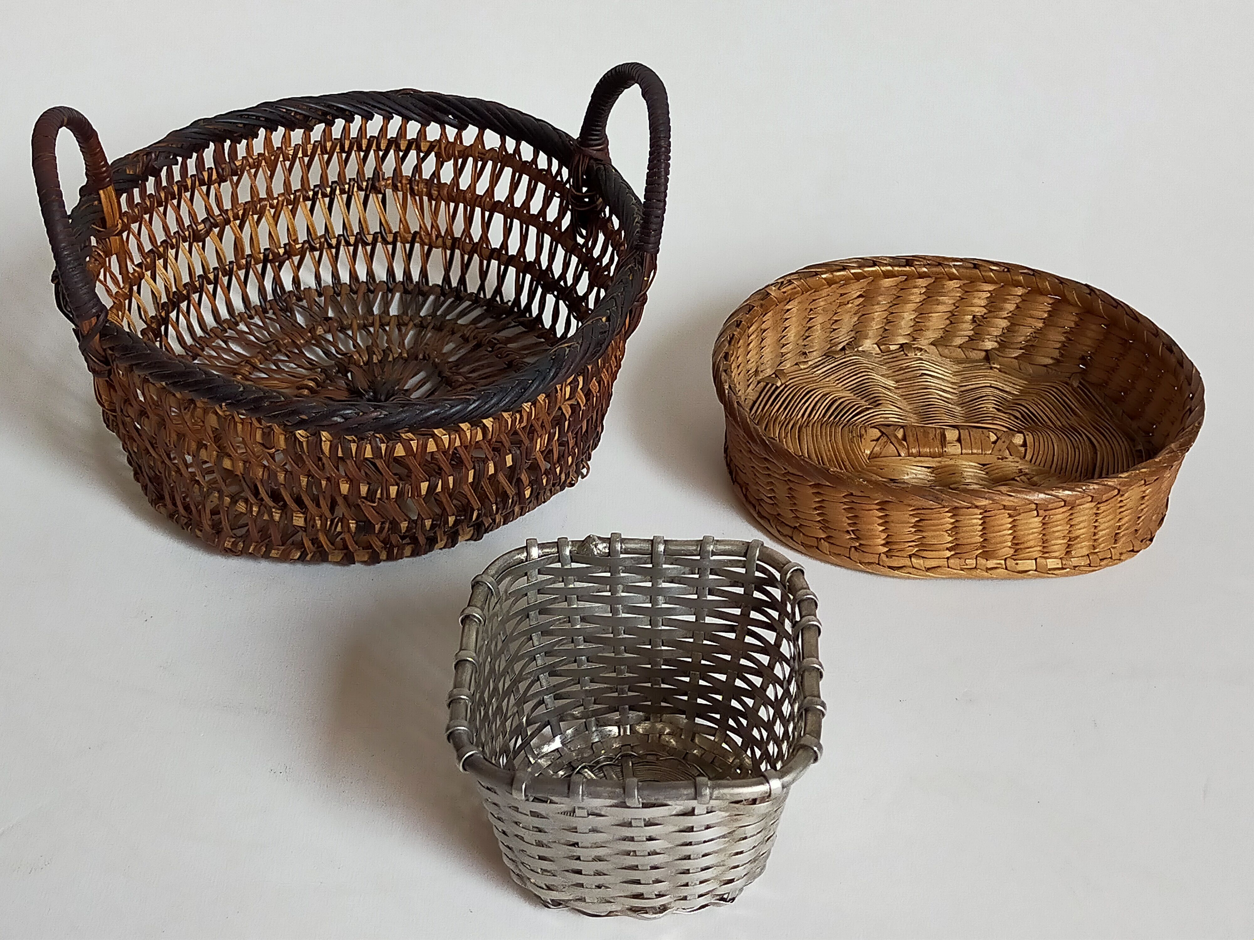 Set of three old thumbnail bins