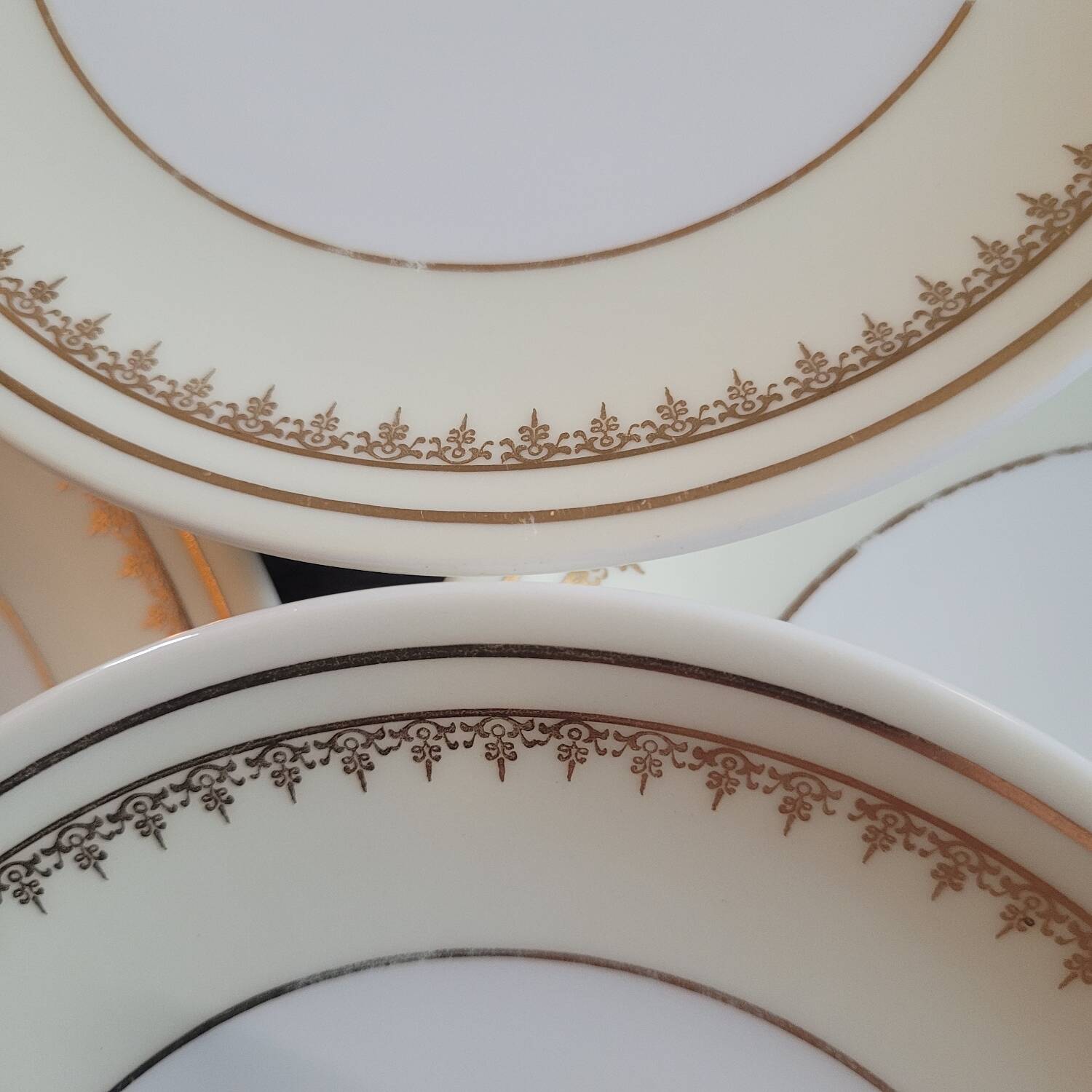 Limoges Lanternier – gilded dessert plates – 1950s