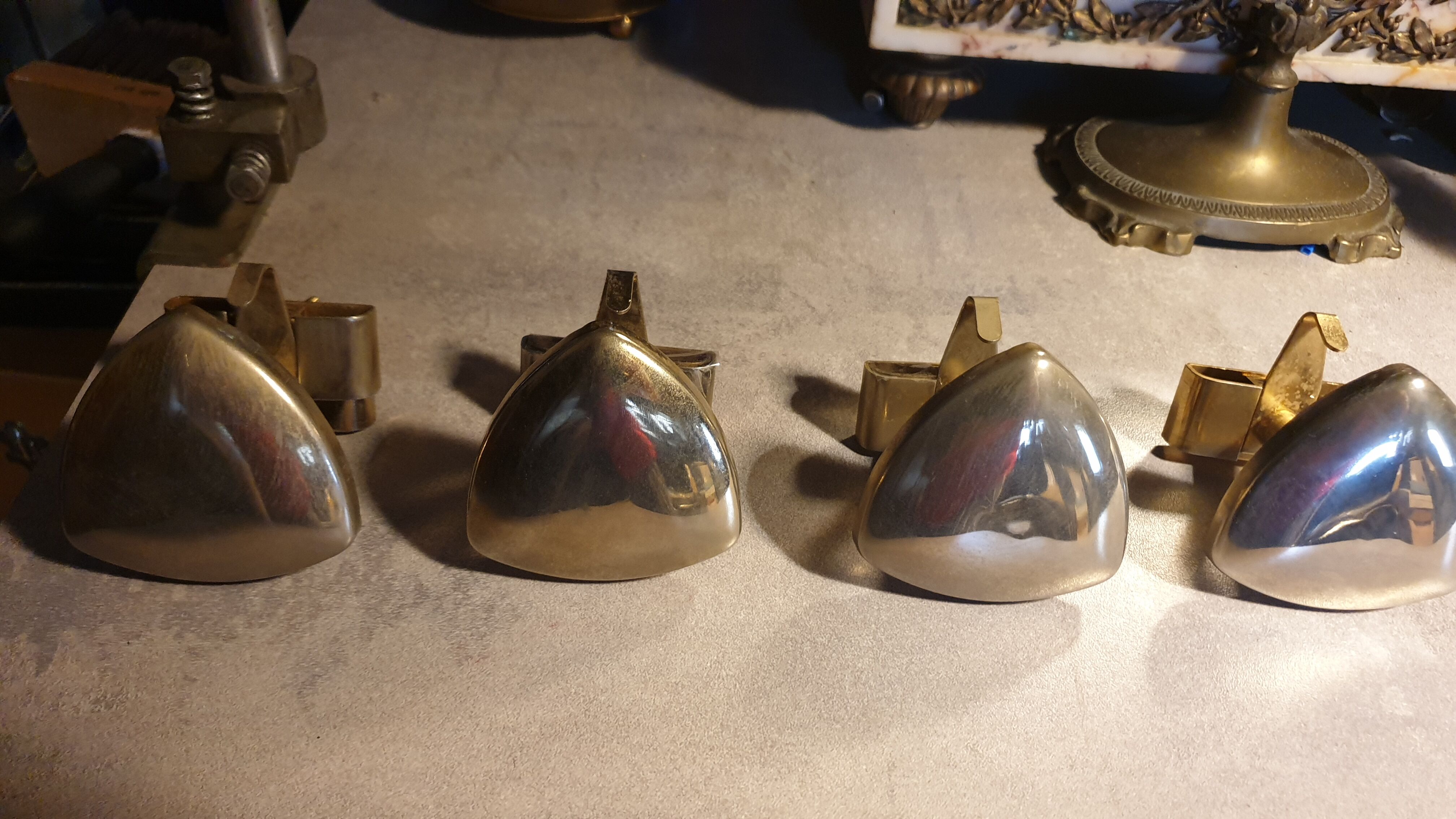 4 coat hooks in stainless steel seventies period