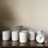 9 cups and coffee cups in porcelain Limoges