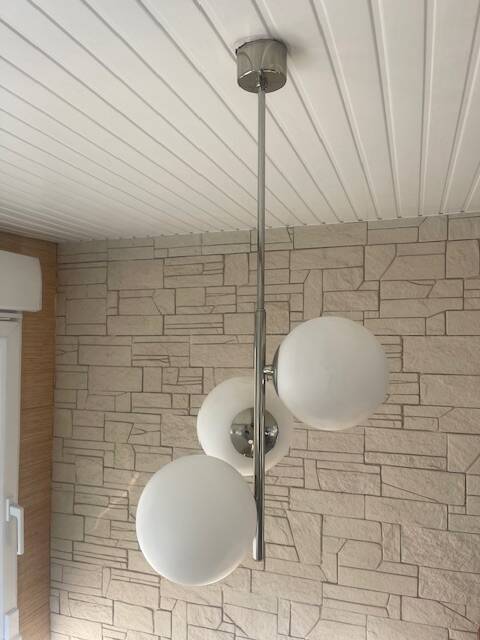 Opaline spaceage pendant light 1970 chrome