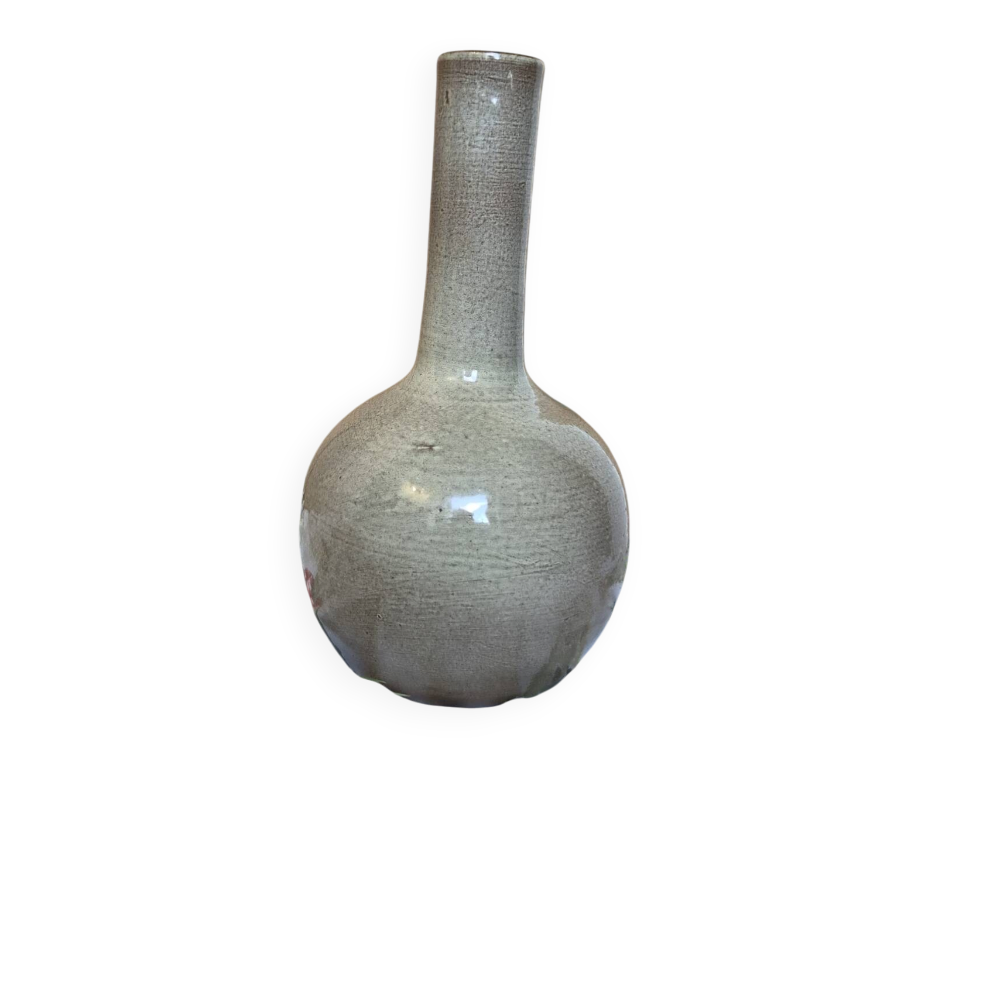 Glazed stoneware single-flower vase signed Jean Dubost, vintage Fr