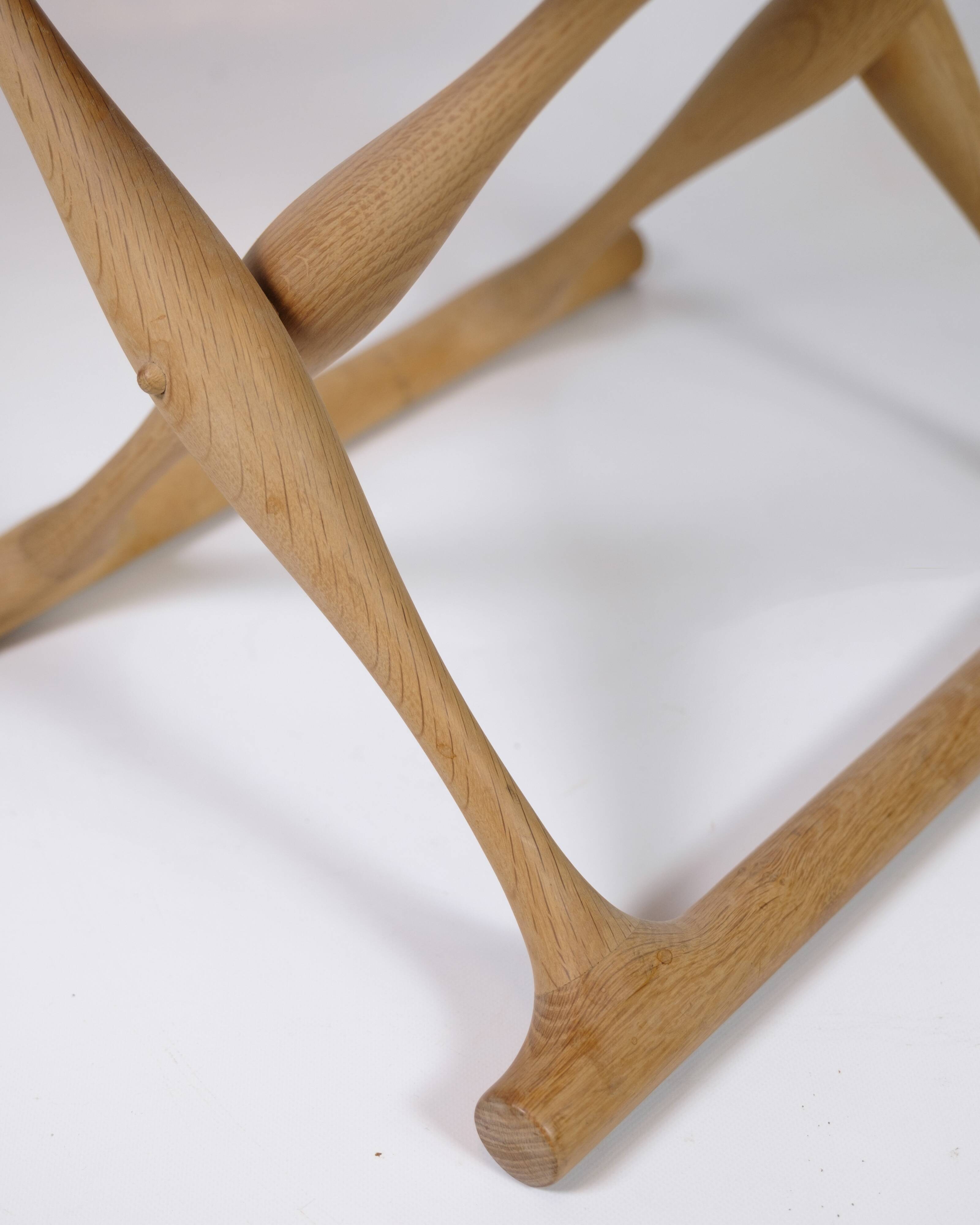 Stool Model PH 43 Made In Oak & Stretched Black Full Grain Leather By Poul Hundevad