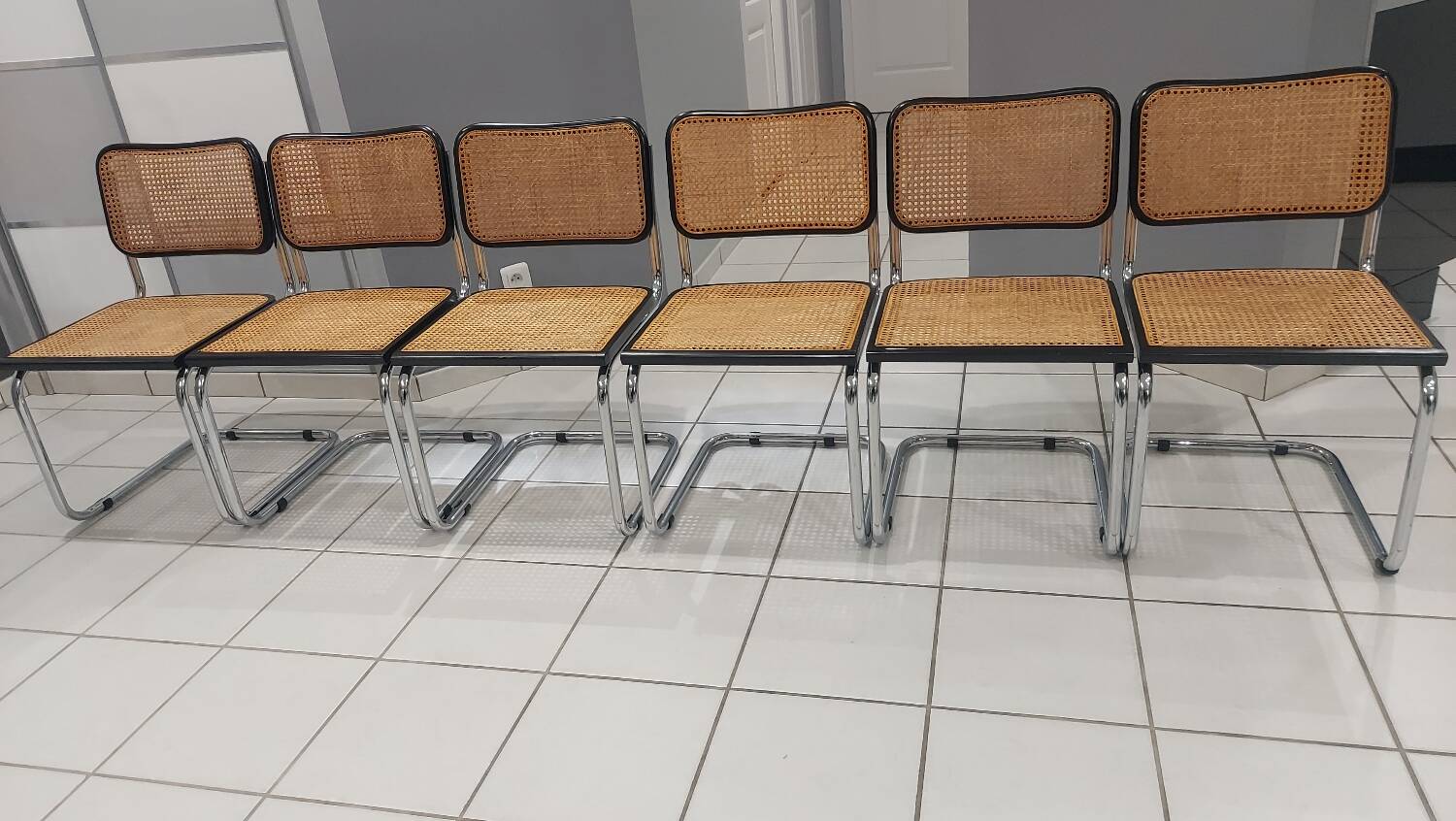 Suite de 6 chaises modèle Cesca B32 par Marcel Breuer vintage 1993