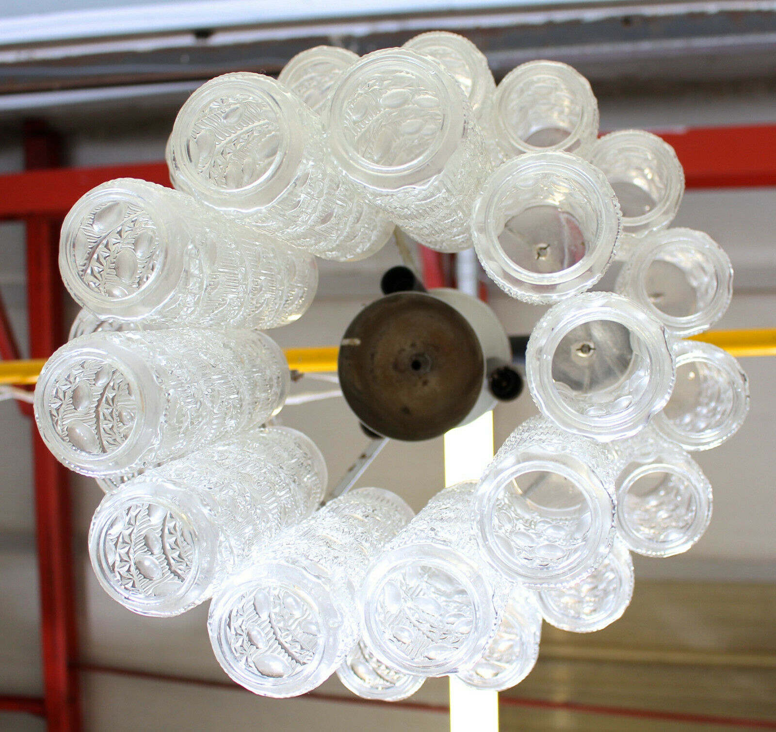 Metal chandelier and molded glass from the middle of the twentieth century