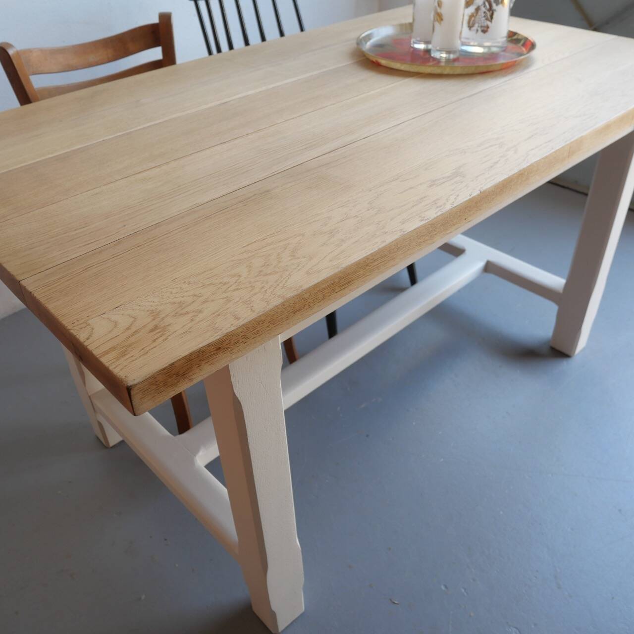 Table de ferme en chêne massif rénovée