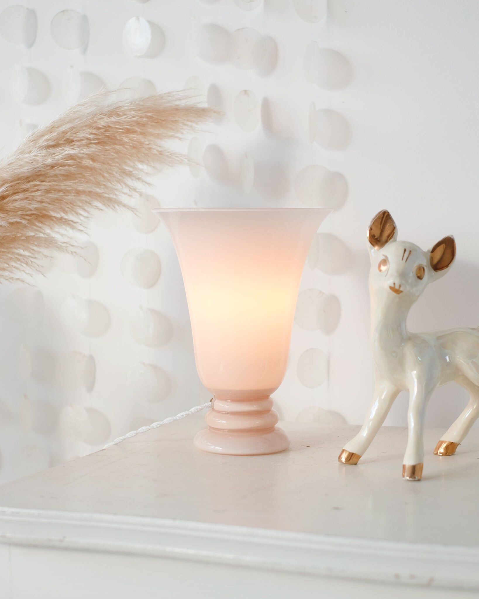 Pink opaline basin lamp