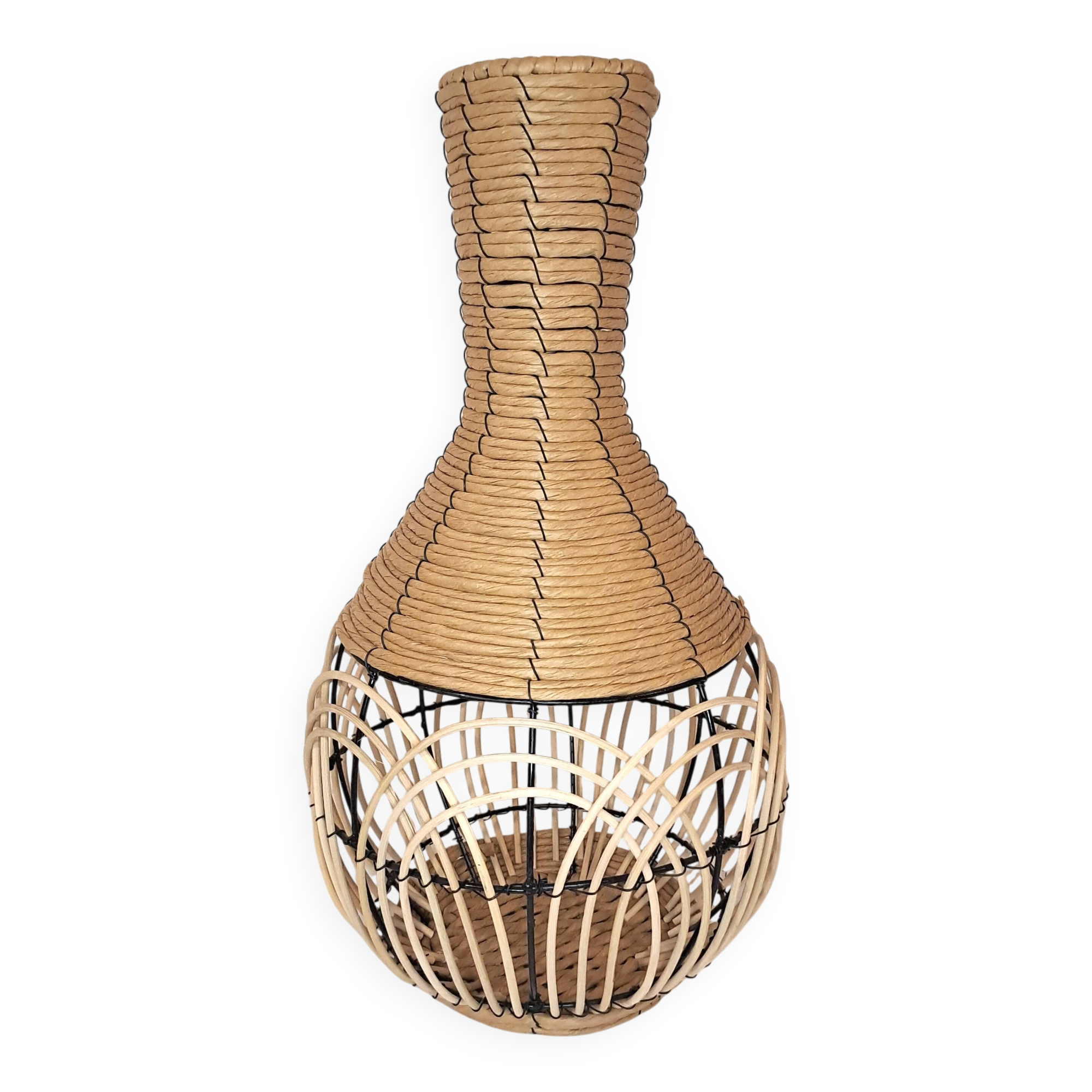 Wicker and rattan decorative vase – modern ethnic style